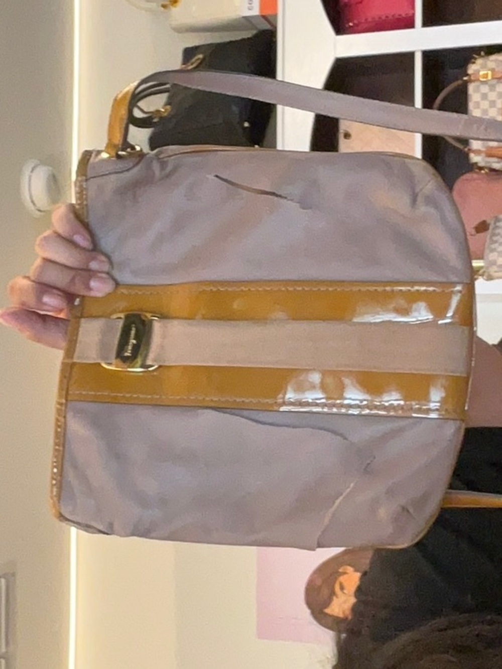 25. Ferragamo slashed sold as is Desc in live no cancel/returns